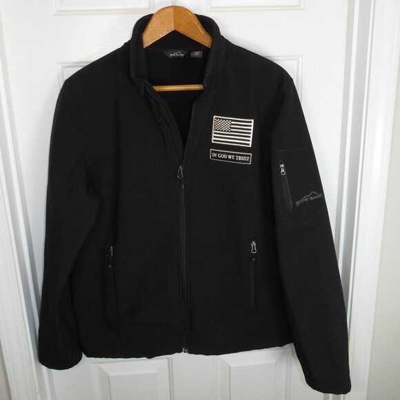 Eddie Bauer Rugged Ripstop Soft Shell Jacket Men's LG Black EB534 *FLAG LOGO - Picture 1 of 4